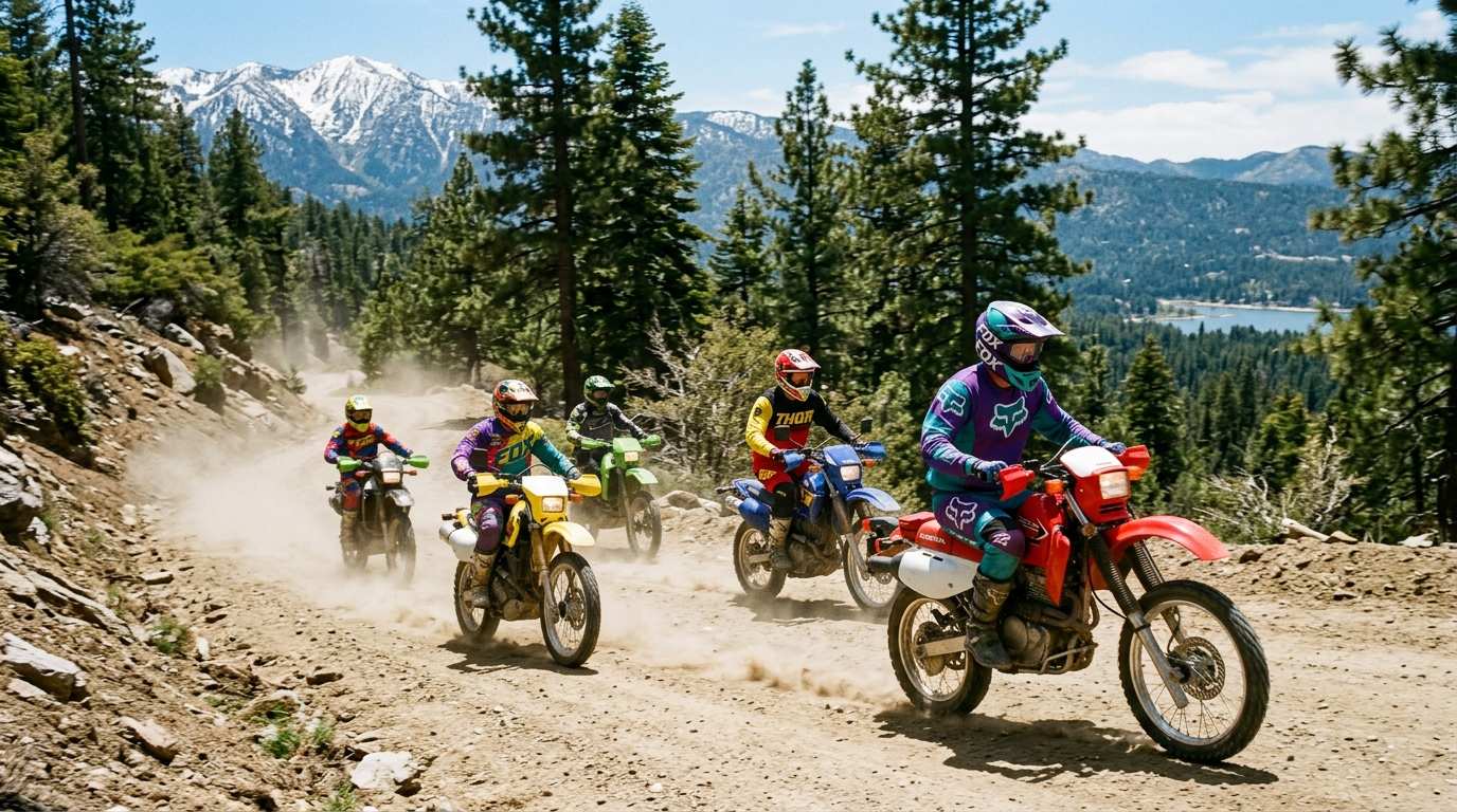Dual sport motorcycle riders in Big Bear