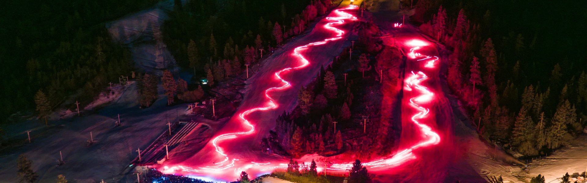 New Year's Eve Torchlight Parade lighting up the slopes at Snow Summit in Big Bear
